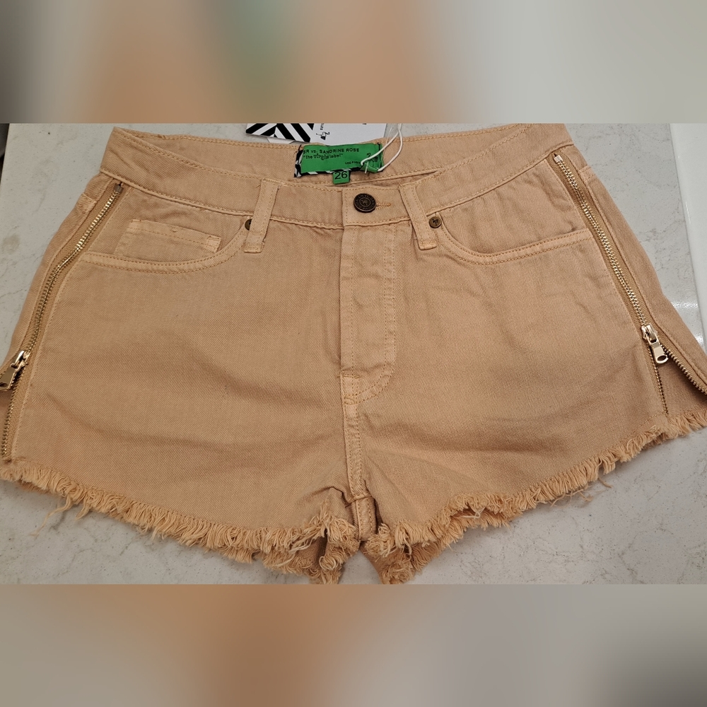 Sandrine Rose hight waisted cut-off shorts with zippers NWT